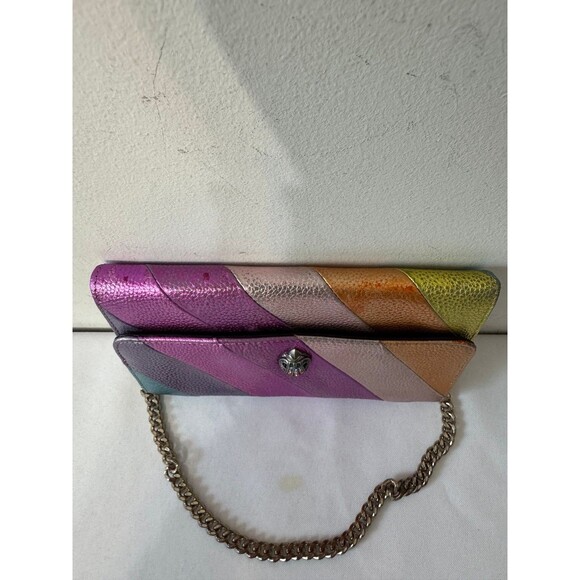 KURT GEIGER LONDON KENSINGTON WALLET ON CHAIN metallic leather preloved - Picture 6 of 12